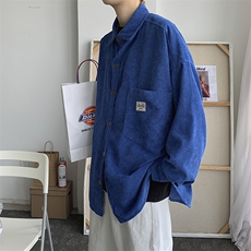 22秋冬灯芯绒衬衫夹克外套男女情侣港风日系宽松百搭潮H202/P45，男装衬衫，钱塘713