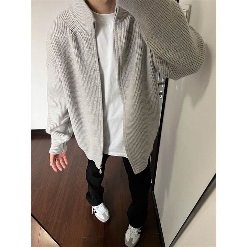 抖音高品质慵懒风休闲外套宽松拉链开衫男MY2630P58,男装针织衫/毛衣,电商基地A086