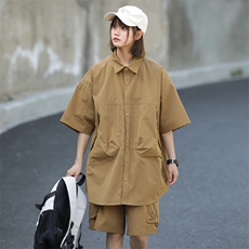 短袖衬衫男新款夏季薄款透气搭配套装短裤宽松翻领衬衣TZ068-P90，男装衬衫，星座308B-2
