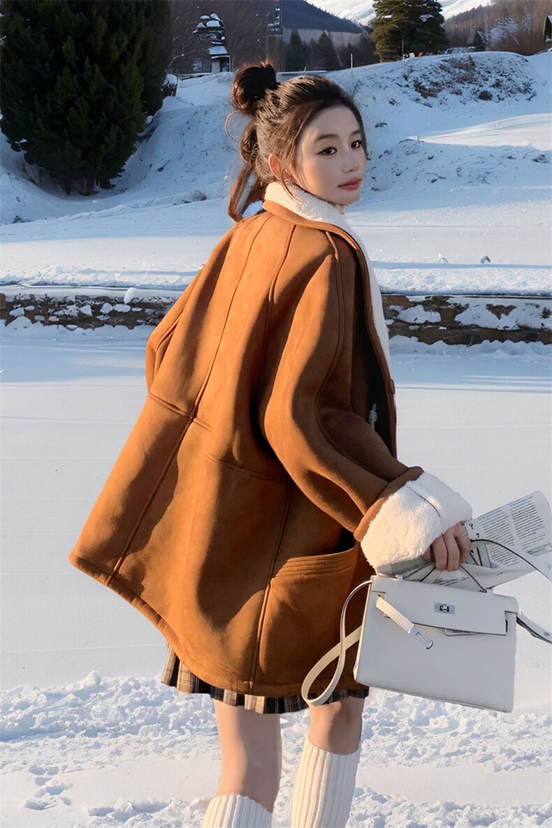 大货已出【新品首-发】拼接皮毛一体外套,女装羊羔毛/颗粒绒,浙宝285（原212）