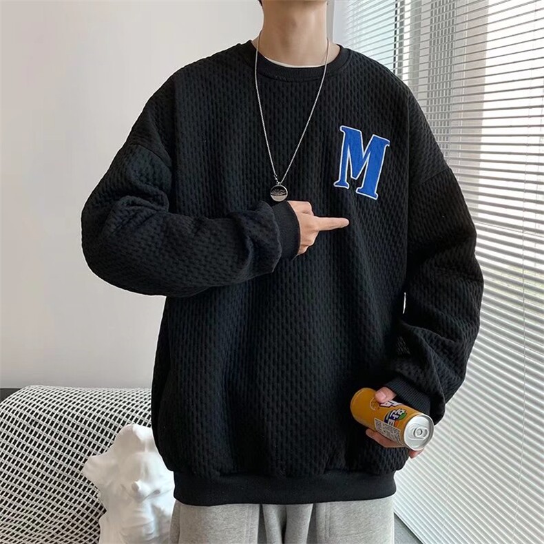 蜂窝格卫衣男圆领秋季2023新款宽松bf慵懒风W61P35,男装卫衣,星座1116-2