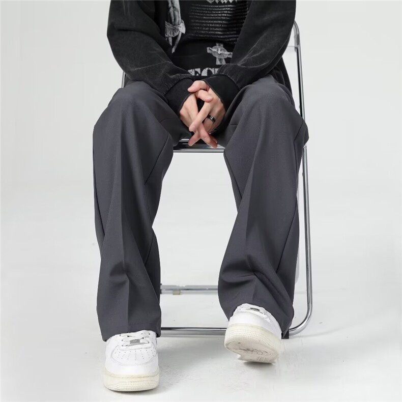 2025秋新款休闲轻奢垂感宽松直筒阔腿微喇小西裤XK50,男装西裤,星座1108-1