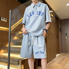 polo衫男潮流印花大码情侣套装T3540上衣33-DK8522裤子30【特价】，男装休闲套装，电商A007
