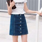 纯色通勤高腰时尚半身裙显瘦修身短裙2021年春季纽扣A型，女装半身裙，奕阳依阁