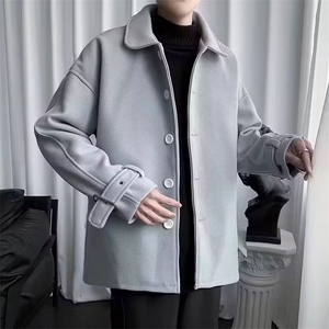 1506-1/JW3211/P54韩系百搭设计感毛呢外套潮男英伦风秋冬双层图片