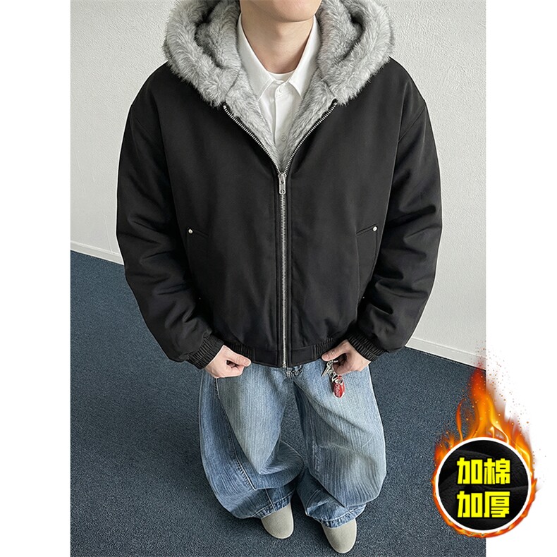 现货高品质美式高街冬季重磅狼王座山雕毛毛领棉衣男女款加厚外套，男装棉衣，电商A486