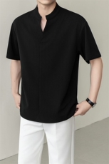 夏男立领纯色衬衫男休闲宽松休闲衬衣轻熟风A236-82599-P55，男装衬衫，电商A236