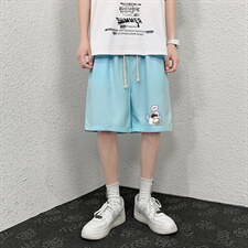 HD74239-P22华夫格短裤男大码宽松五分裤男直筒中裤，男装休闲裤，电商A040