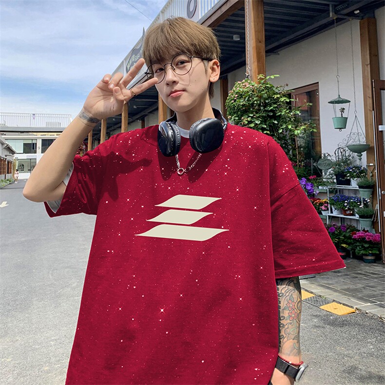 量大优供抖音视频支持得物配合二开美式满天星亮片短袖T恤MTX308,男装T恤,电商A486