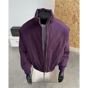 高品质春装新款老钱风美式高街解构立领棒球服飞行夹克潮休闲外套图片