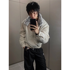新款潮牌复古大毛领立领男女秋冬季宽松情侣百搭棉衣M8892-P100，男装棉衣，星座208-5