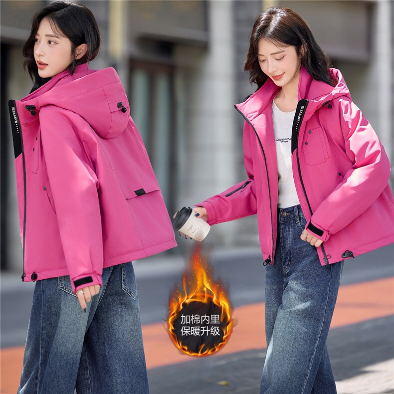 现货2025年冬季新款时尚棉服短款户外派克夹棉外套棉衣,女装棉衣/棉服,悦祺