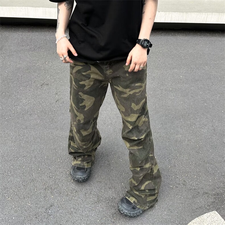 美式复古高街裤子hiphop休闲男女潮牌宽松直筒迷彩工装裤GM25-P68,男装休闲裤,星座1008