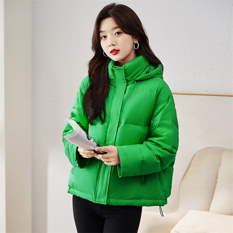现货羽绒服女连帽新款短款小个子面包服时尚宽松休闲保暖轻暖外套,女装羽绒服,贵人树