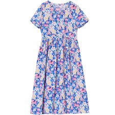 2021年夏季欣贝拉新款印花小碎花中长款棉麻连衣裙，女装连衣裙，欣贝拉