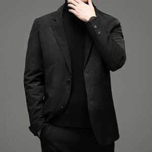 2023新款冬季男款休闲羽绒西服中年男加厚纯色外套XXH9628-P220图片