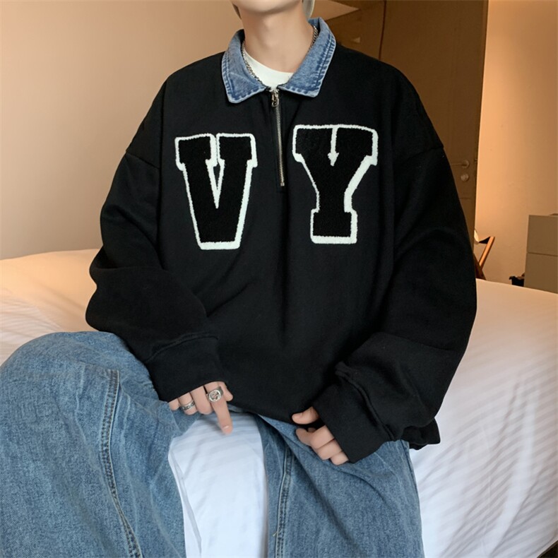 男春季新款卫衣牛仔领卫衣WY008P37,男装卫衣,星座1116-2