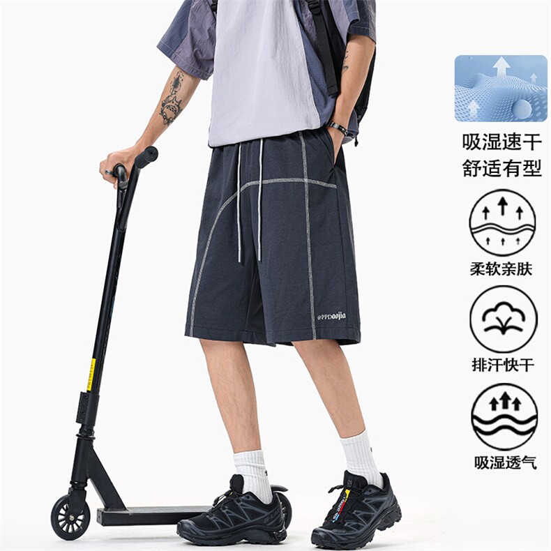 特批P25无差价夏季速干明线冰丝凉感大码时尚轻薄五分裤男DK5845图片