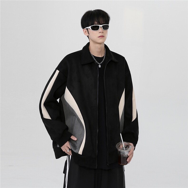 美式设计感撞色夹克外套男2026春秋韩版宽松上面可二开JK501-P65,男装夹克,电商C307