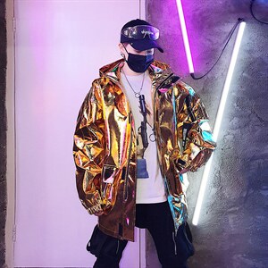 大货足 19秋冬骚气金属色演出PU皮夹克外套团队表演服KK200 P125图片
