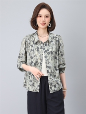 2025年秋季纯棉宽松型印花翻领上衣，女装衬衫，依恋蒂丝