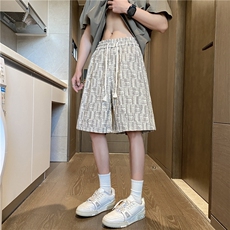 2025夏季新款潮流格纹灯芯绒宽松五分裤B315-K25780-特p25控48，男装休闲裤，电商B315