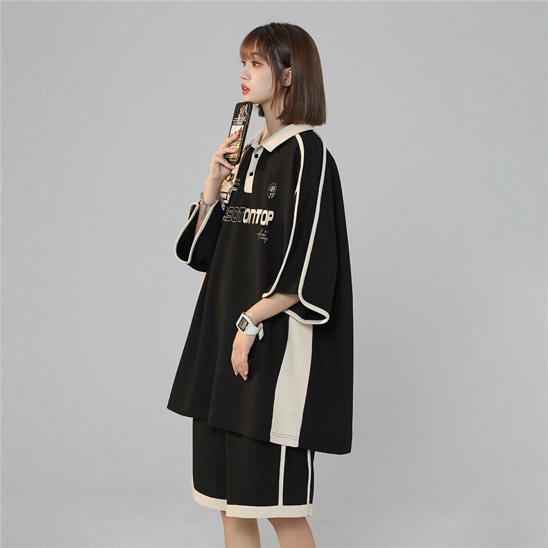 2025夏季新款双色拼接设计感字母印花中性运动套装TZ47/P78控108,男装休闲套装,电商A148-1