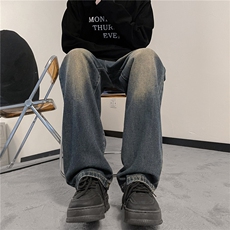 复古牛仔裤美式宽松vibe潮款做旧百搭阔腿裤A061-AN00498-特P48，男装牛仔裤，电商A061