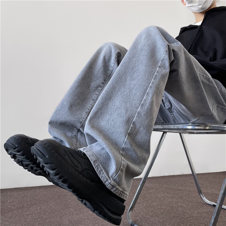 美式高街vibe重工艺水洗水泥灰hiphop弹力牛仔裤货号K2410P55,男装牛仔裤,电商A063