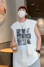 直播抖音得物品质纯棉250克无袖背心T恤T2542P25控39，男装背心/马甲，电商C408(原B339-1)