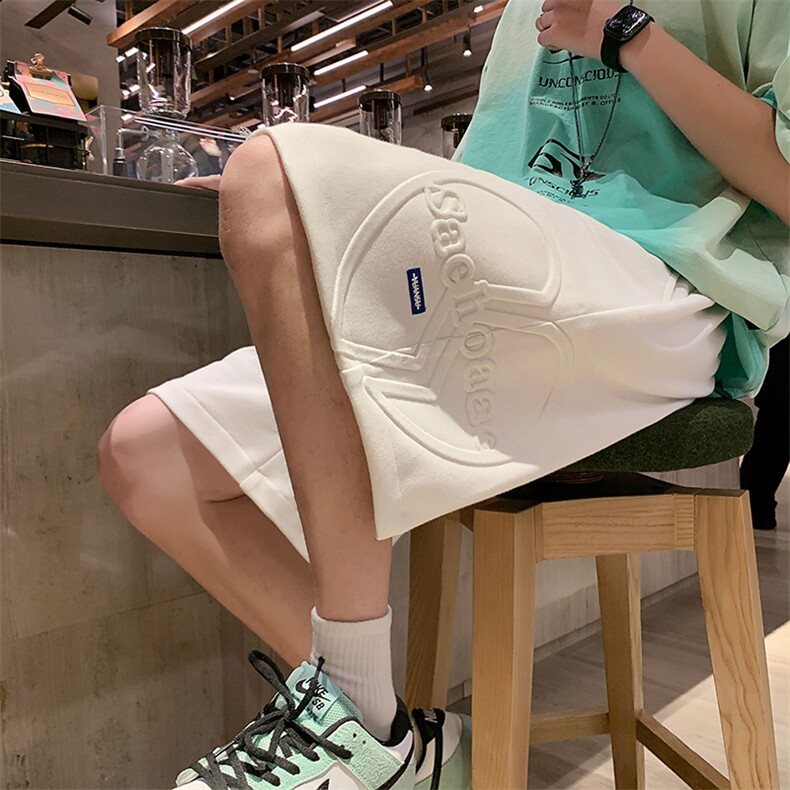 港风情侣2023夏季3D钢印休闲短裤五分裤卫裤DK22820-P45,男装休闲裤,电商A042