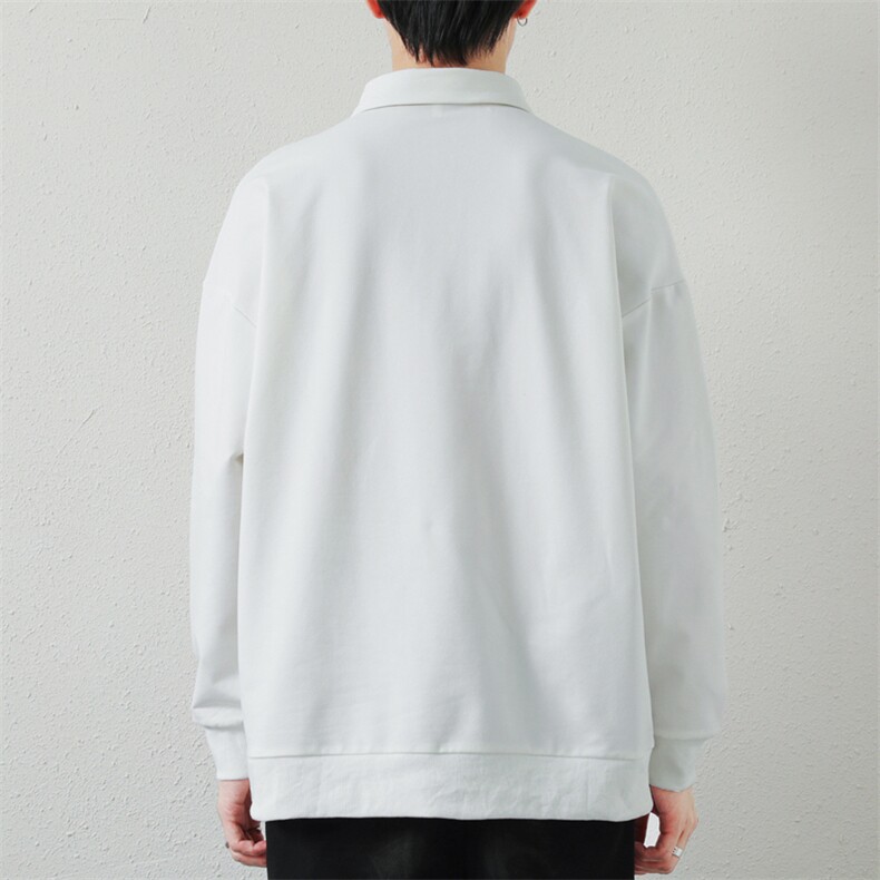高品质日系翻领拼接长袖POLO衫男士潮款百搭卫衣男PL02-P46,男装卫衣,星座1204