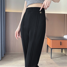 黑色微喇裤26年春夏款高腰显瘦超模裤修身弹力休闲裤西装裤，女装休闲裤，云美莎专业女裤-全店现货