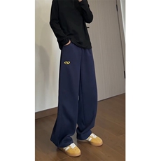 美式复古休闲裤女春季新款侧边三条杠速干阔腿运动裤宽松伞兵裤子，女装休闲裤，星座506A