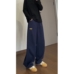 美式复古休闲裤女春季新款侧边三条杠速干阔腿运动裤宽松伞兵裤子图片