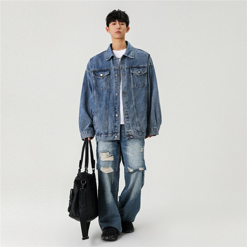 25款抖音品质牛仔夹克宽松韩版工装潮流水洗外套N991/P98/158,男装夹克,星座202