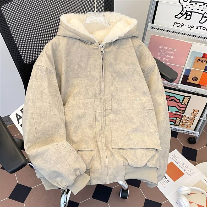 连帽棉服男冬季新款复古宽松加厚保暖座山雕棉衣外套LJ955-P135,男装棉衣,星座1008