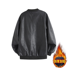 新款加绒加厚皮衣皮夹克潮酷男PU机车夹克309B-3-6602-P65，男装夹克，星座1409-3