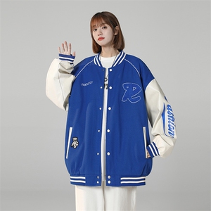 中性风秋季夹克宽松落肩拼色棒球服上衣外套DSA157B-JK711-P78图片