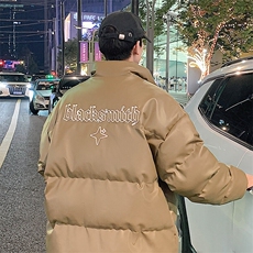 特批P110无差价冬季美拉德风刺绣字母棉袄男青少年潮PU皮棉服M46，男装棉衣，电商A001