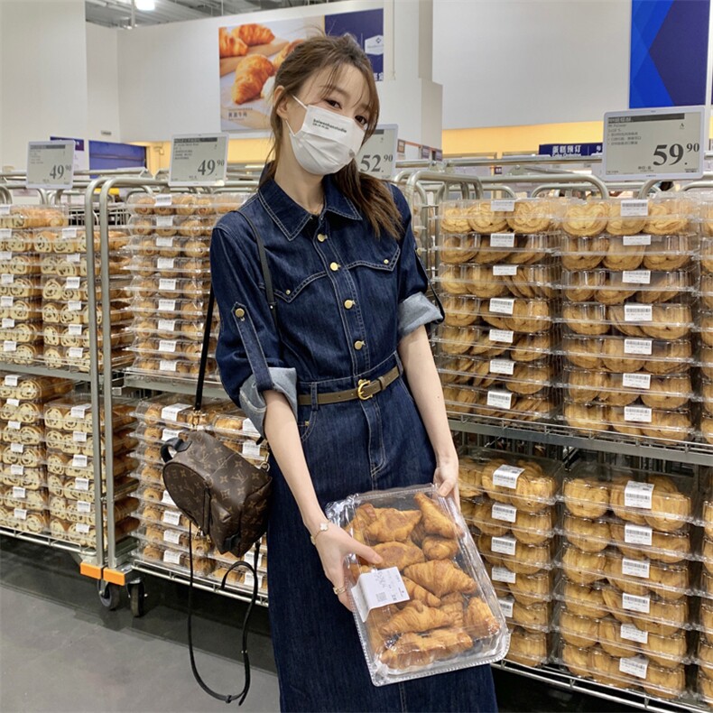 【档口现货】2024秋装新款牛仔休闲连衣裙266-P130-K180,女装连衣裙,多米2-075