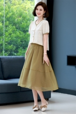 妈妈装夏款裙子2025新款夏装中年女洋气小衫贵夫人连衣裙两件套装，女装套装/套裙，木子恋