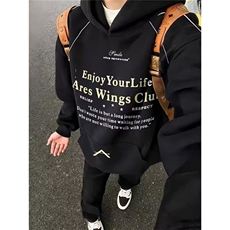 文艺时尚日系原宿气质潮流慵懒ins流行百搭新款重磅连帽卫衣，男装卫衣，星座601-1