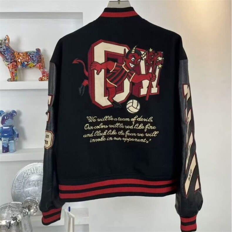 W9435-P80网图现货新款刺绣拼皮棒球服欧美潮牌街头夹克外套,男装夹克,星座1608-2