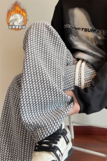 450g重磅菱形格纹雪尼尔加厚银狐绒休闲裤男K5718J加绒-特P40控78，男装卫衣，电商A001-1