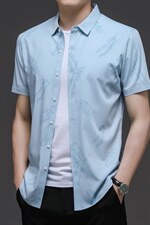 短袖衬衫男装2023夏季新款男士半袖衬衣男装时尚短袖衬衣男式上衣，男装衬衫，电商B212（原钱塘6029）