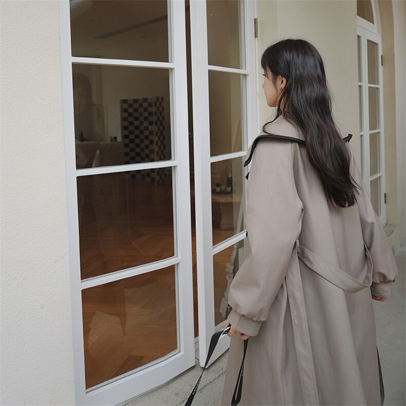 【现货】2022秋新高品质拼色双领过膝风衣251-607-P155-K218,女装风衣,浙宝189