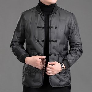 常货冬男士羽绒服唐装白鸭绒中老年风唐装轻薄羽绒服外套图片