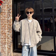 皮衣外套男装春季工装夹克短款美式棒球服oversize潮牌机车服复古，男装皮衣，星座506A