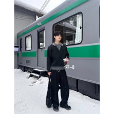 水洗牛仔裤男款直筒宽松弯刀阔腿痞帅高级感裤子潮流百搭NZ9044，男装牛仔裤，星座516A